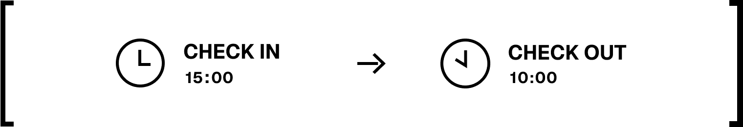 チェックインは15:00から、チェックアウトは10:00まで